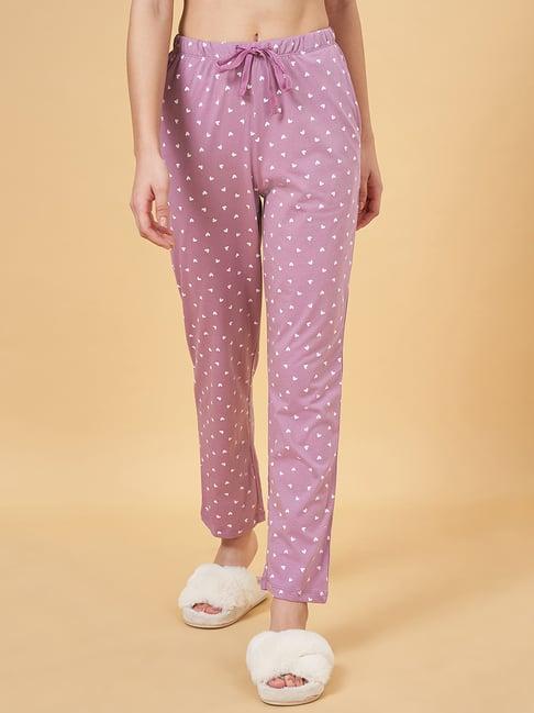 dreamz by pantaloons purple cotton printed pyjamas
