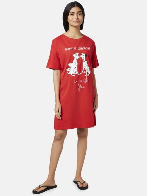 dreamz by pantaloons red cotton graphic print sleep tee