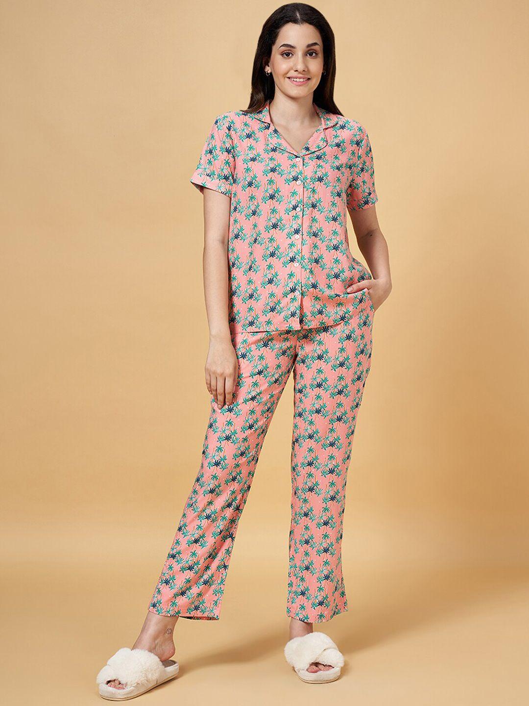 dreamz by pantaloons tropical printed shirt with pyjama