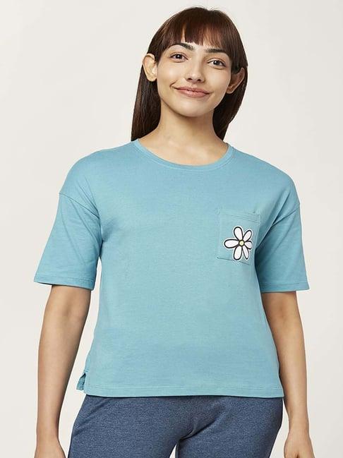 dreamz by pantaloons turquoise cotton printed t-shirt