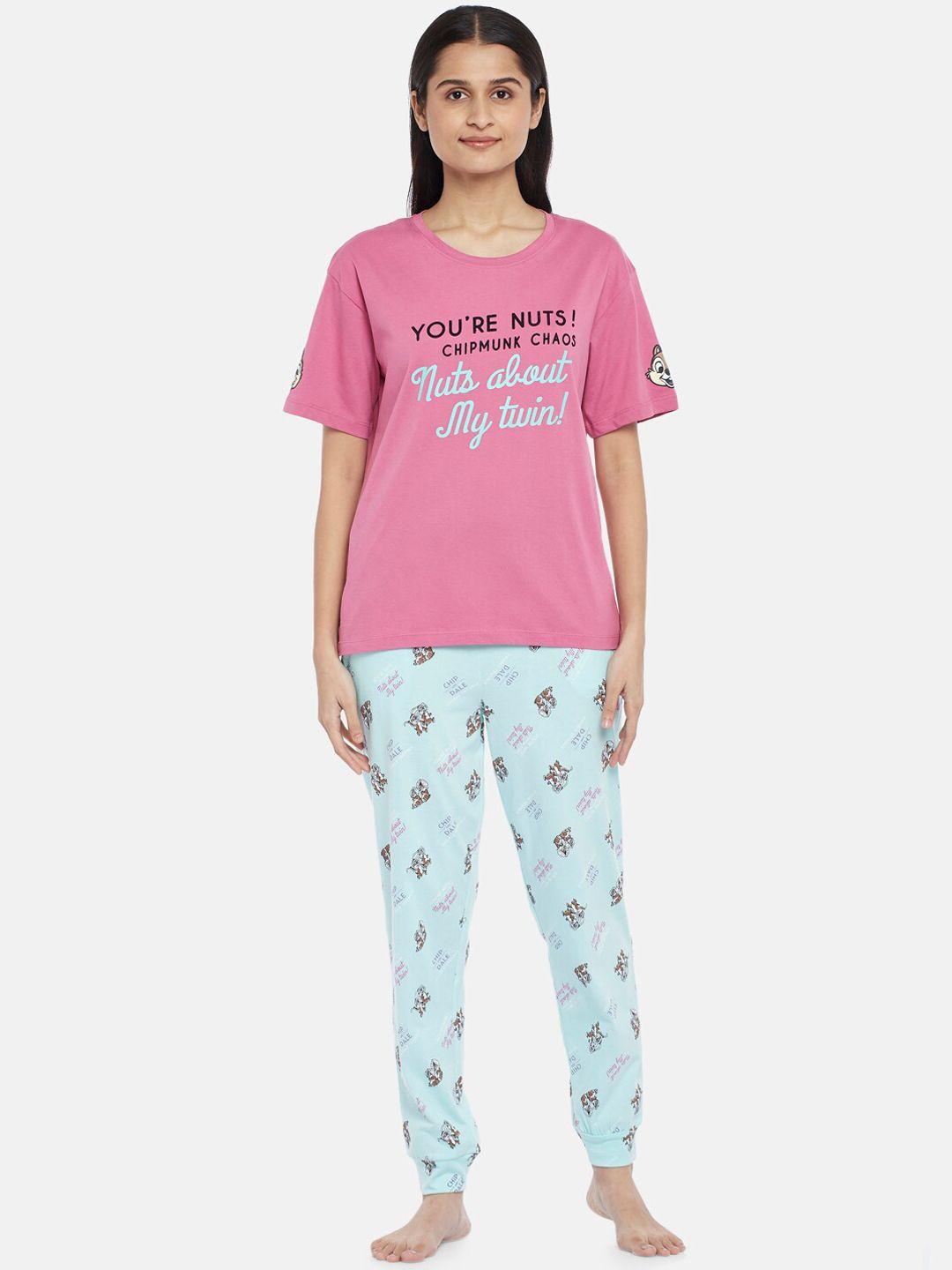 dreamz by pantaloons typography printed pure cotton night suit