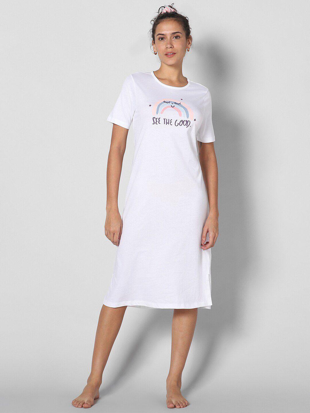 dreamz by pantaloons typography printed pure cotton nightdress
