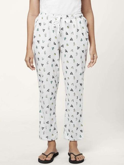 dreamz by pantaloons white cotton printed pyjamas