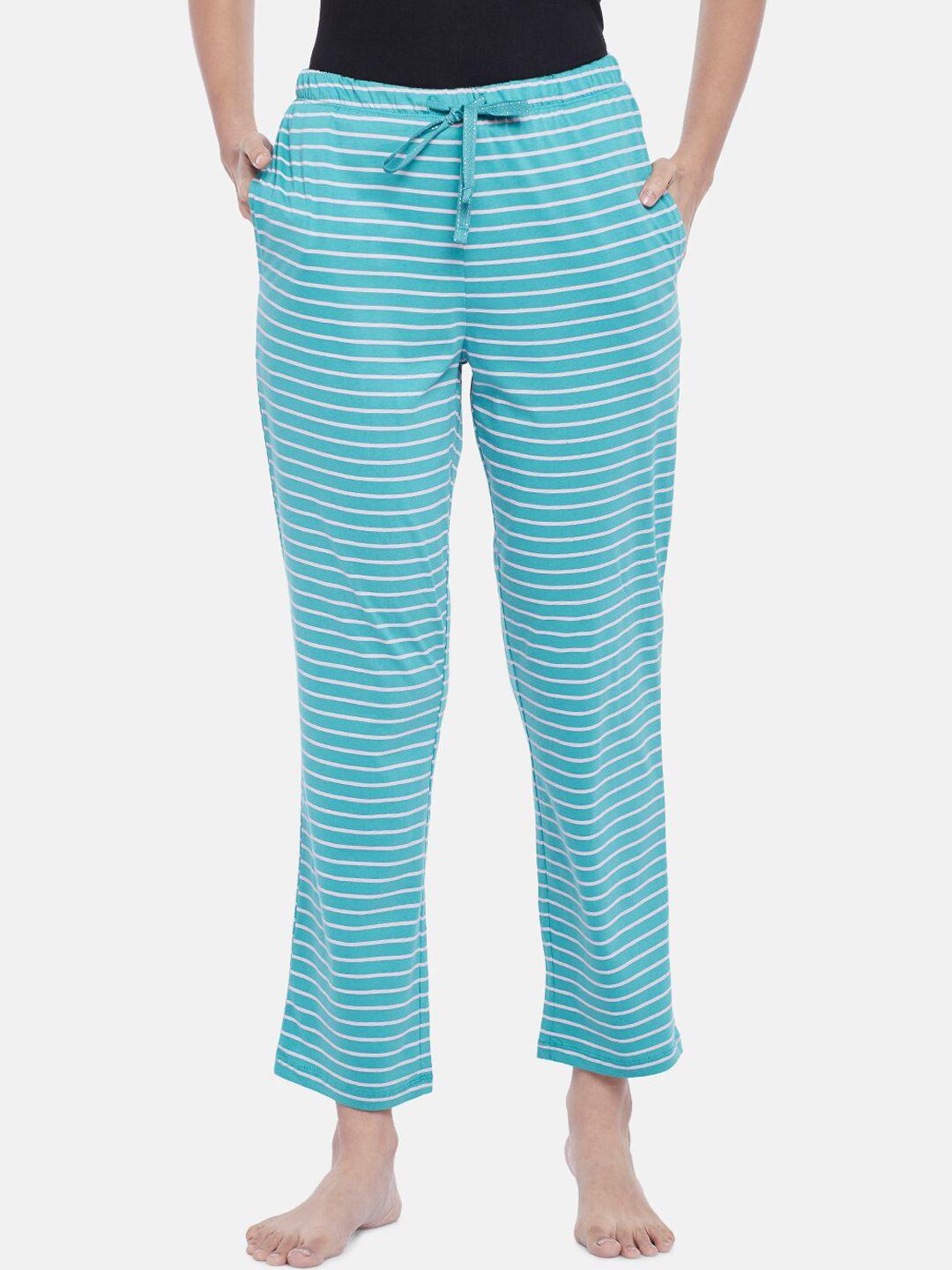 dreamz by pantaloons woman green striped lounge pants