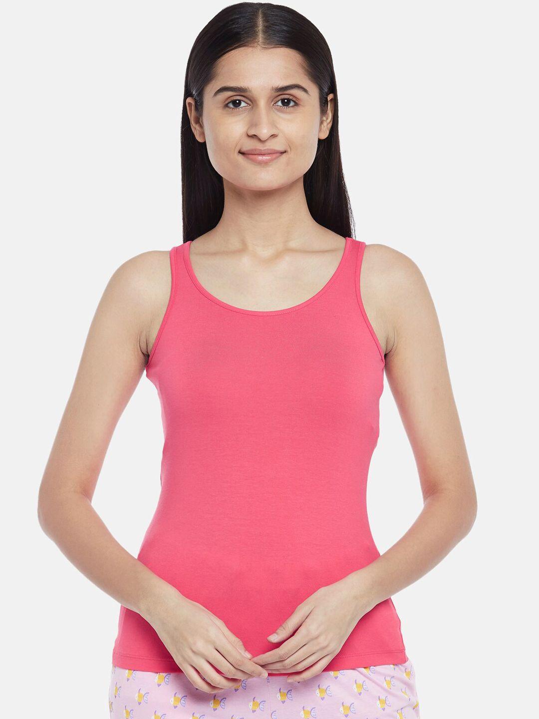 dreamz by pantaloons woman pink solid pure cotton non-padded camisoles
