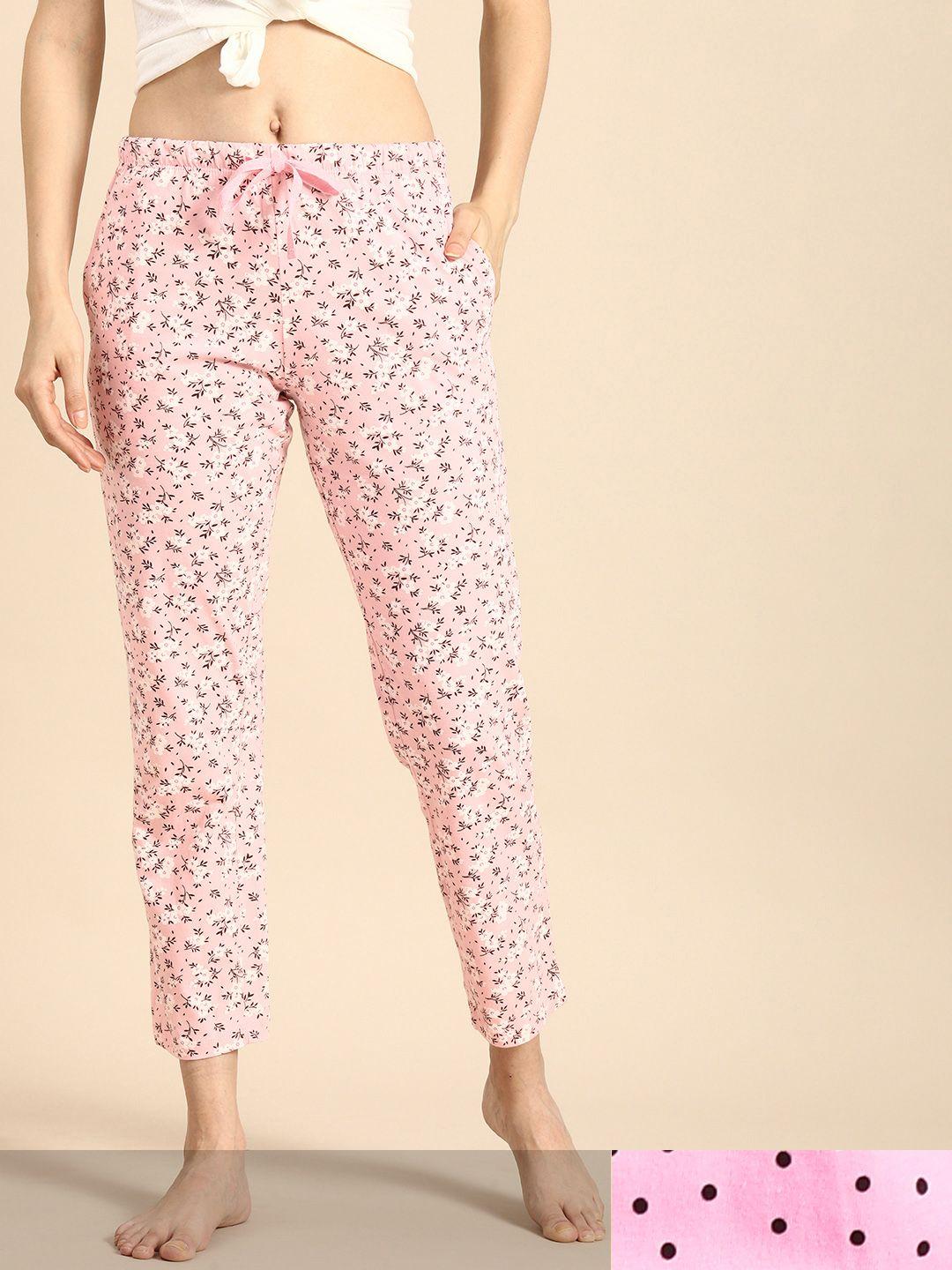 dreamz by pantaloons women  pack of 2 printed cotton pyjamas