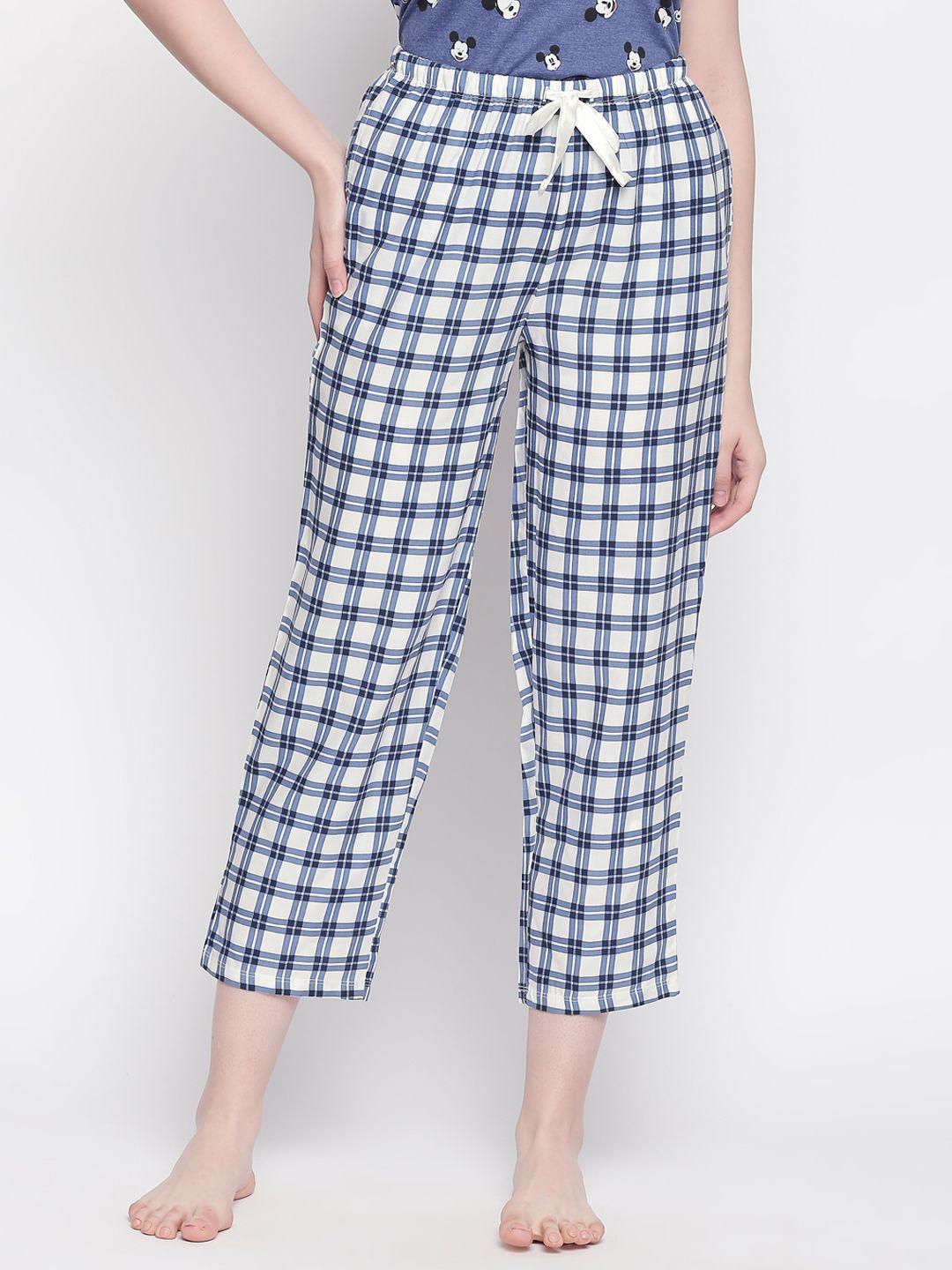 dreamz by pantaloons women blue & white checked lounge pant