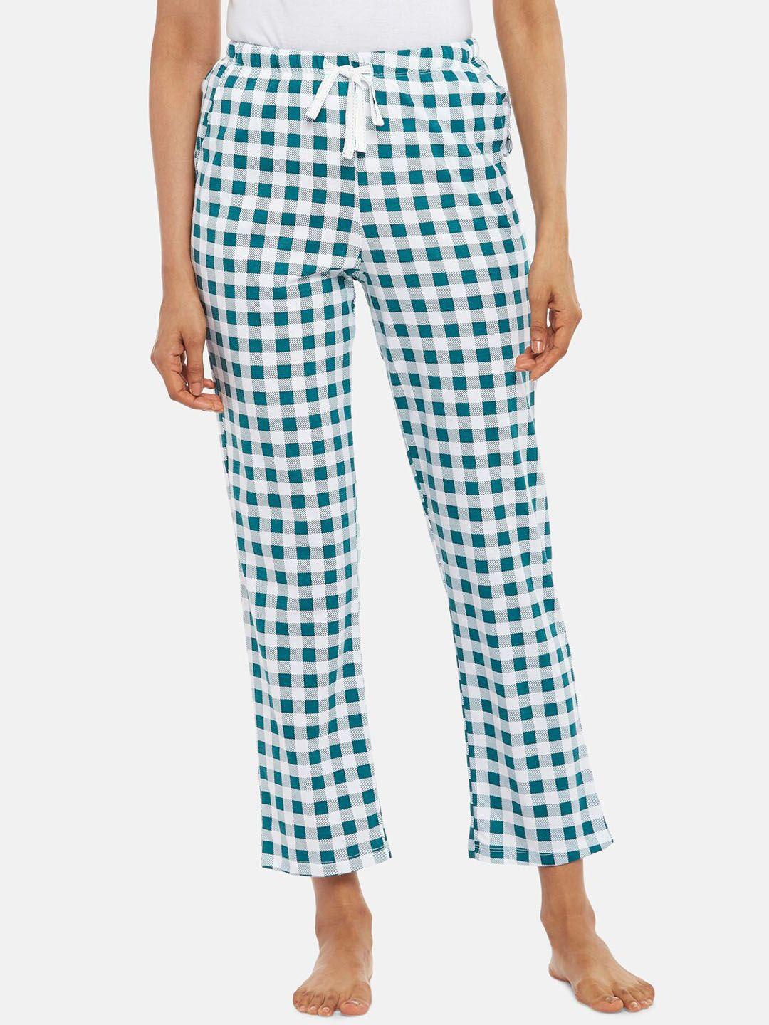 dreamz by pantaloons women blue checked cotton lounge pants