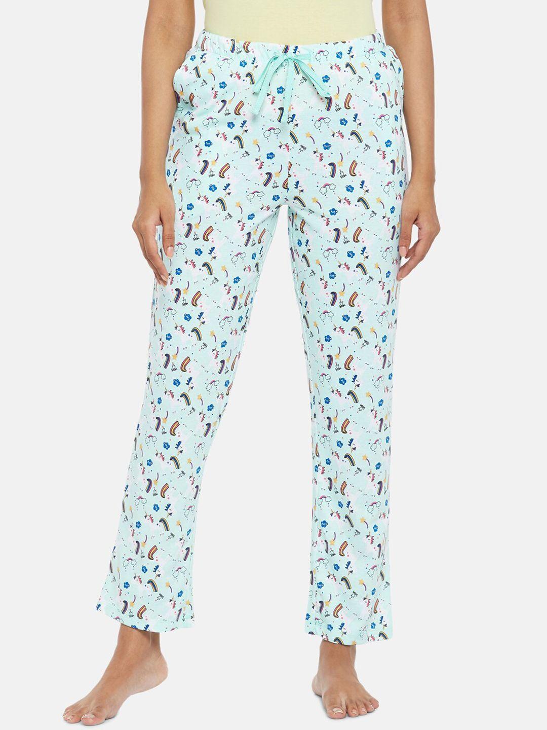 dreamz by pantaloons women blue printed pyjamas