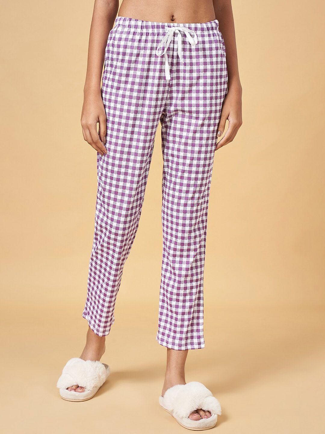 dreamz by pantaloons women checked pure cotton pyjamas