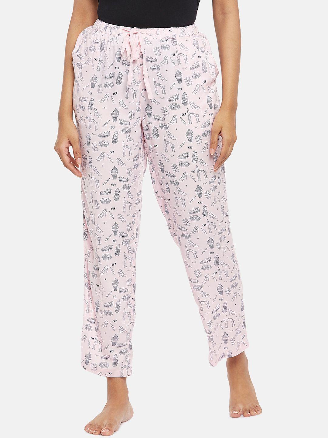 dreamz by pantaloons women light pink mid-rise printed track pants