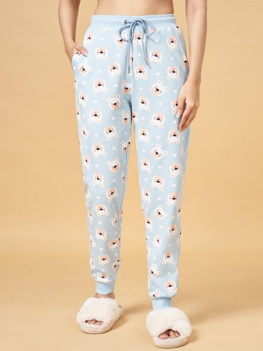 dreamz by pantaloons women mid-rise conversational printed cotton joggers