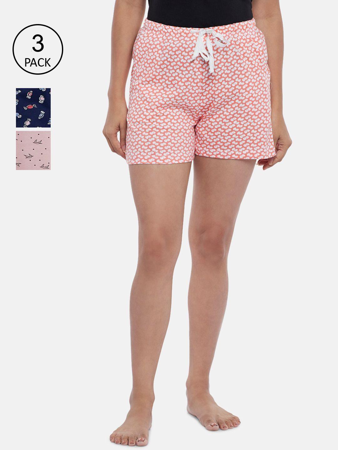 dreamz by pantaloons women multicoloured printed lounge shorts set of 3