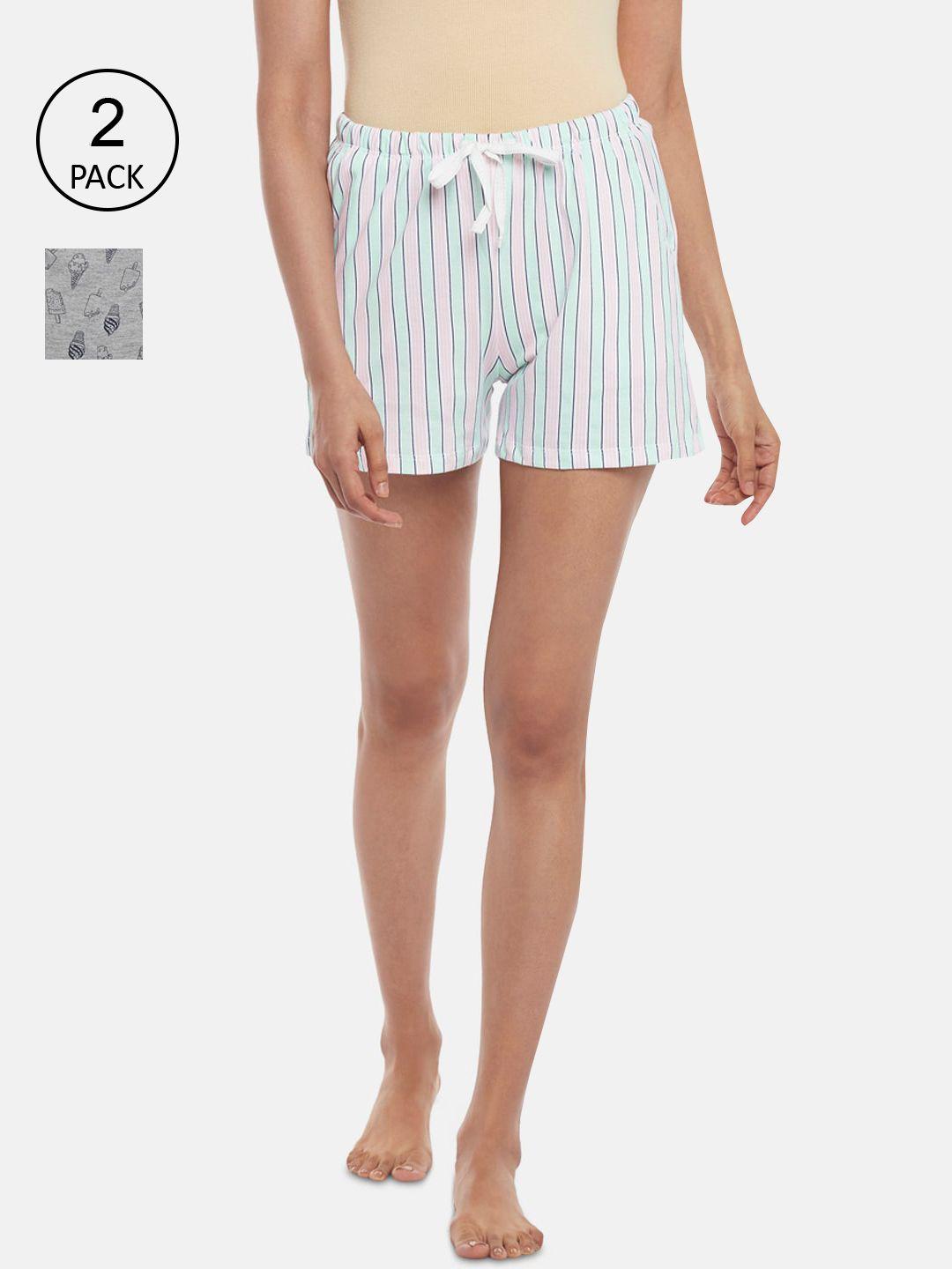 dreamz by pantaloons women multicoloured striped lounge shorts