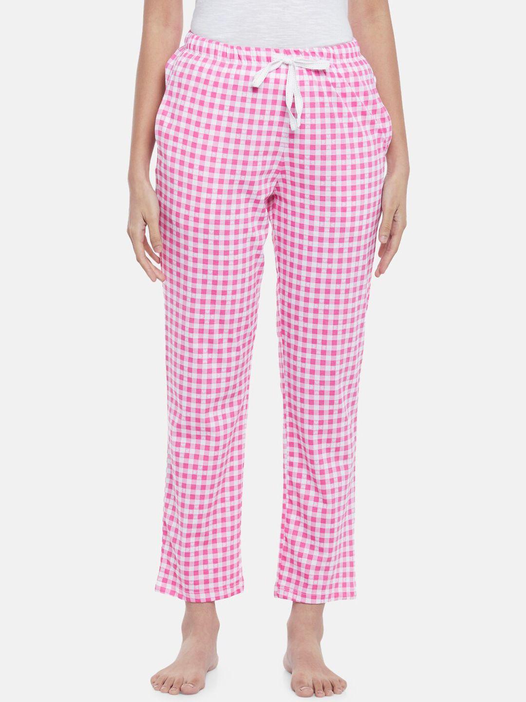 dreamz by pantaloons women pink checked pyjamas