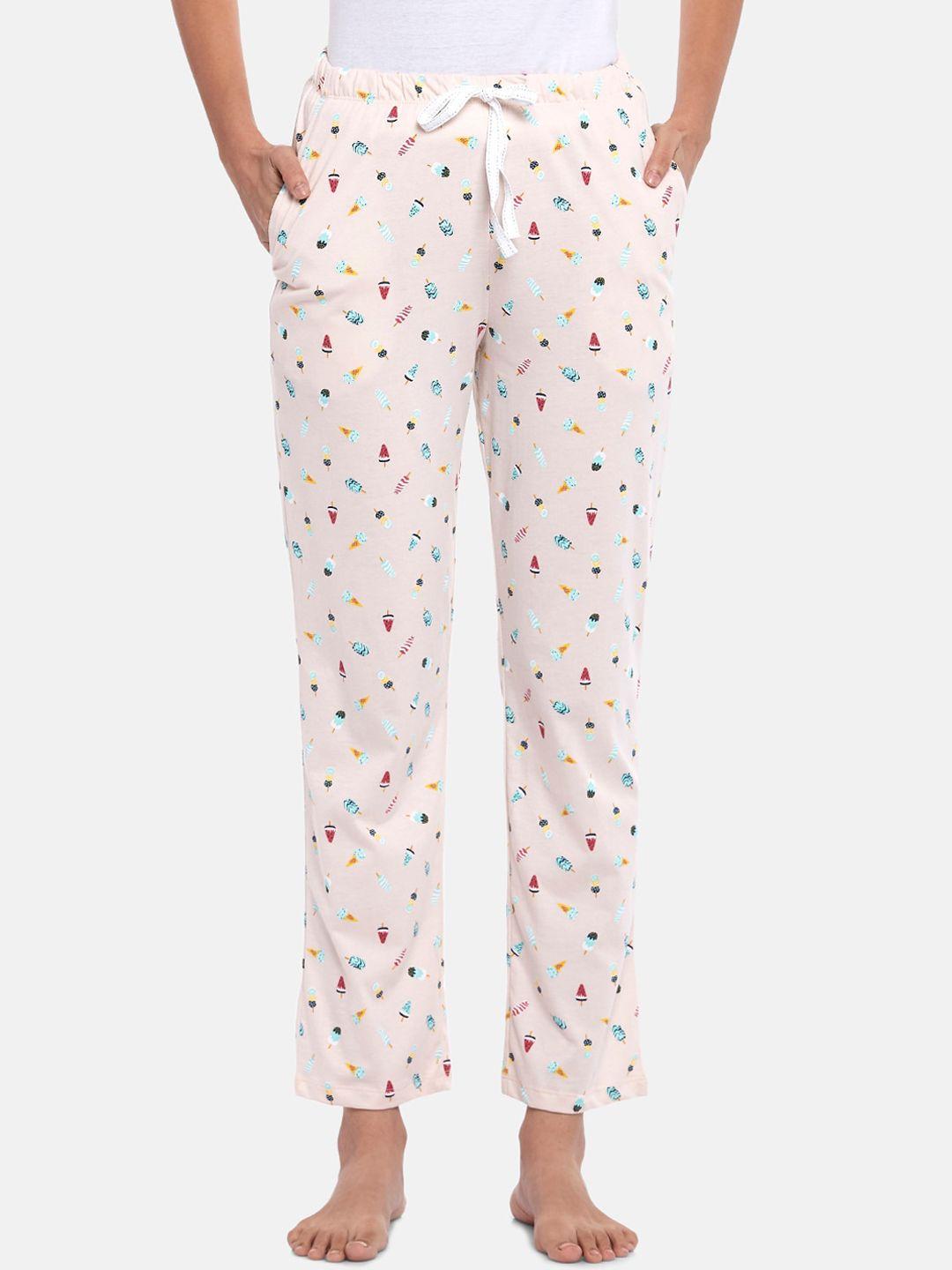 dreamz by pantaloons women pink printed cotton lounge pants