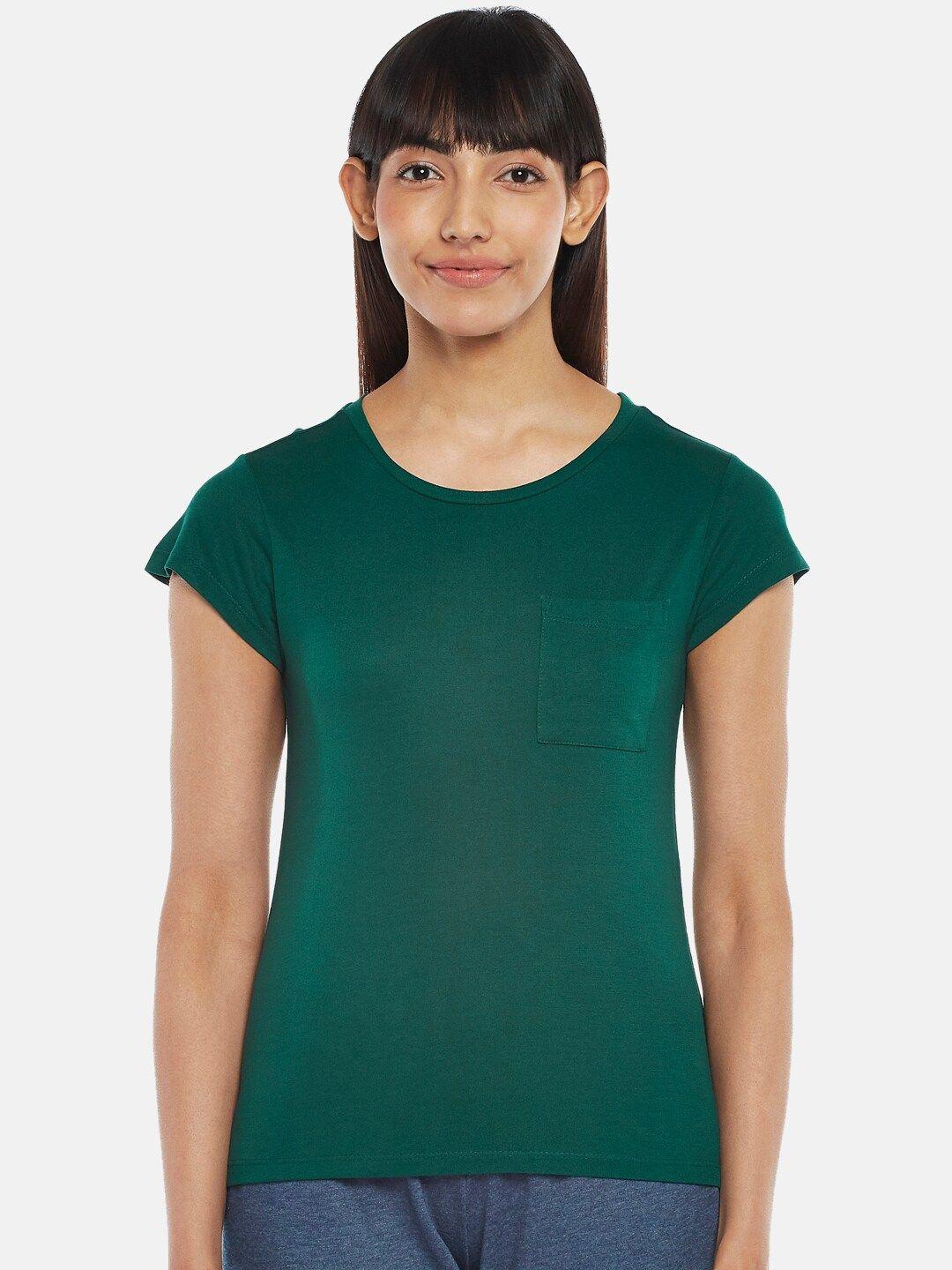 dreamz by pantaloons women round neck short sleeve green top