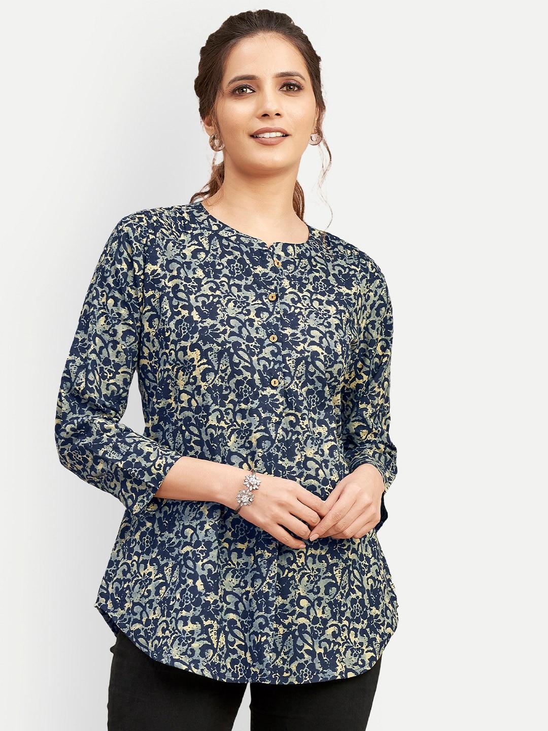 dresoul floral printed cotton shirt style top