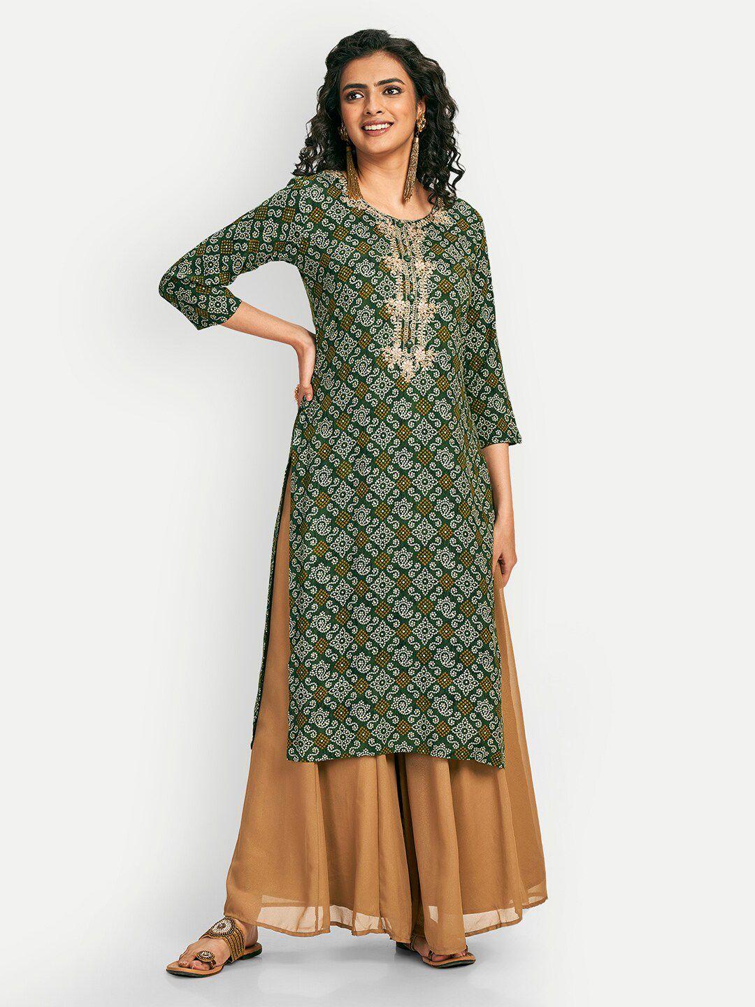 dresoul bandhani printed straight kurta