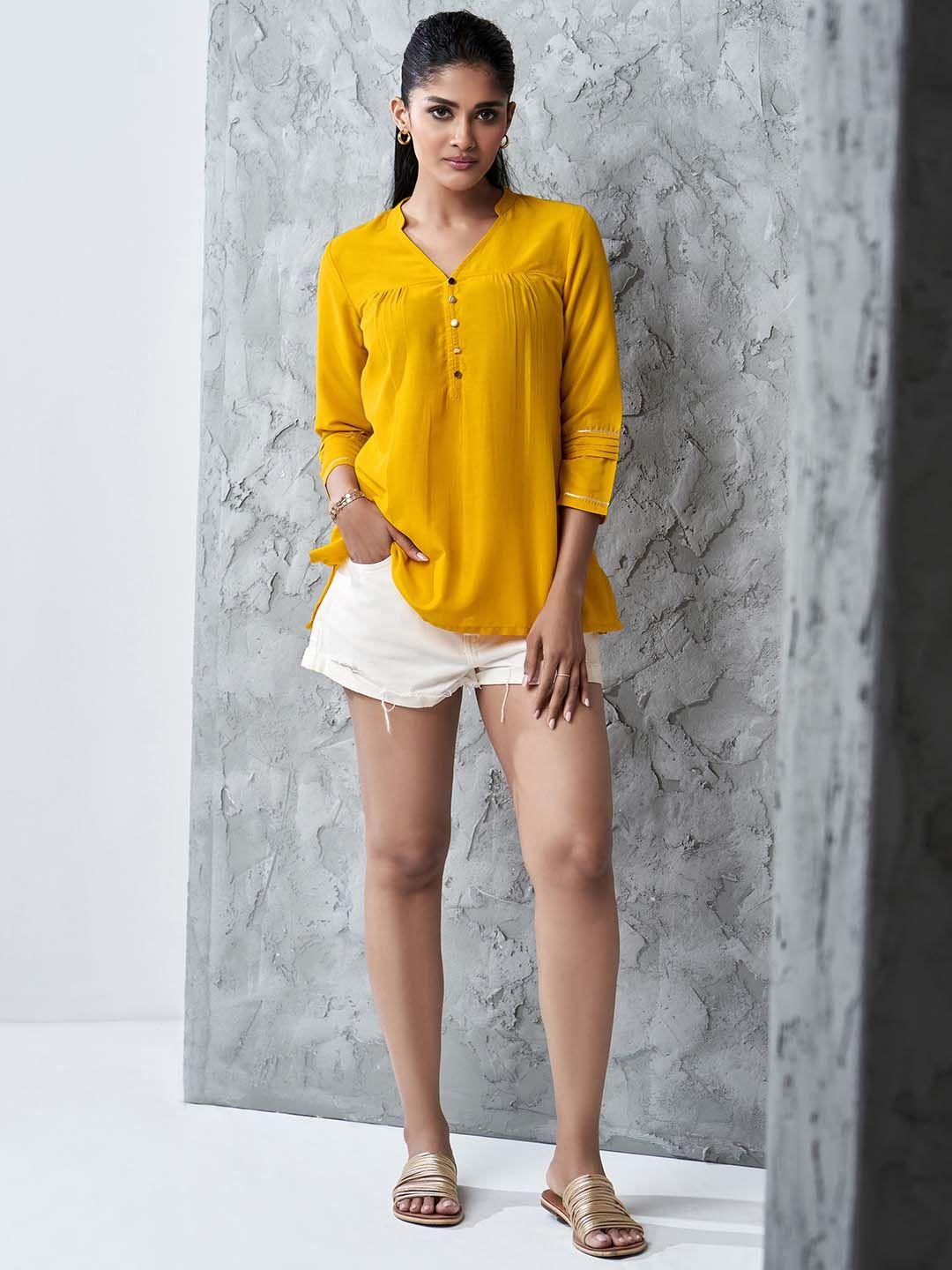 dresoul mustard yellow longline top