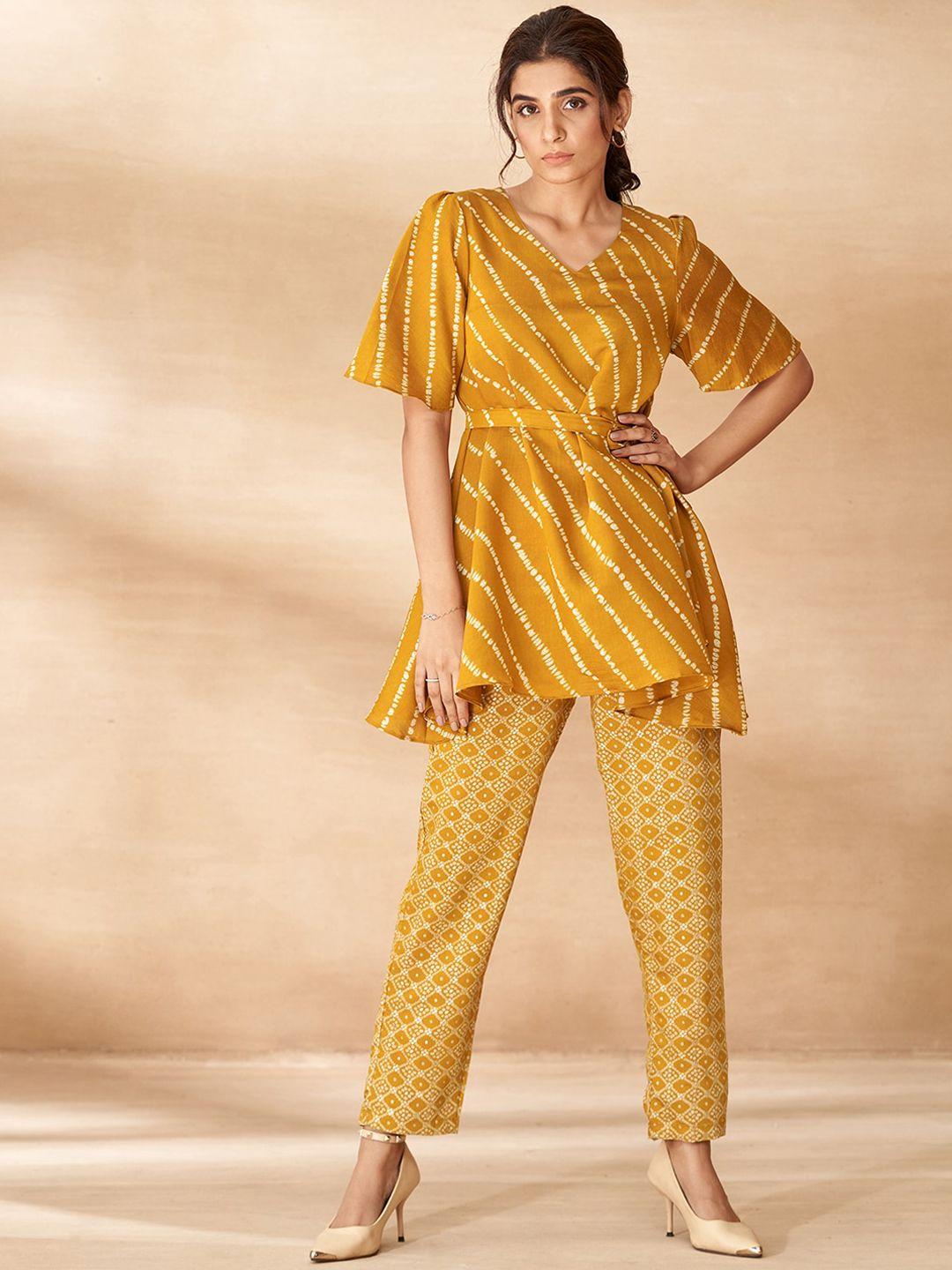 dresoul printed v-neck tunic with trouser co-ords
