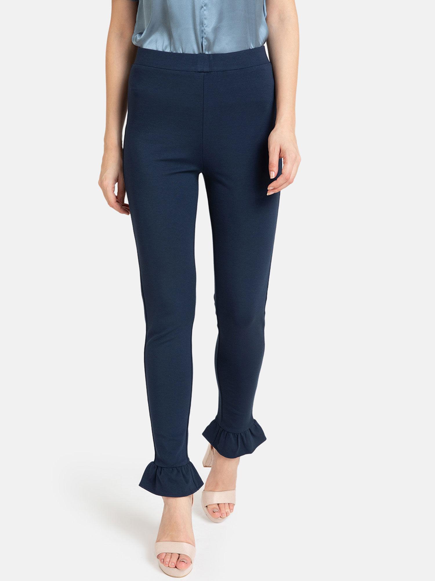 dress blue frill detailed hem trouser