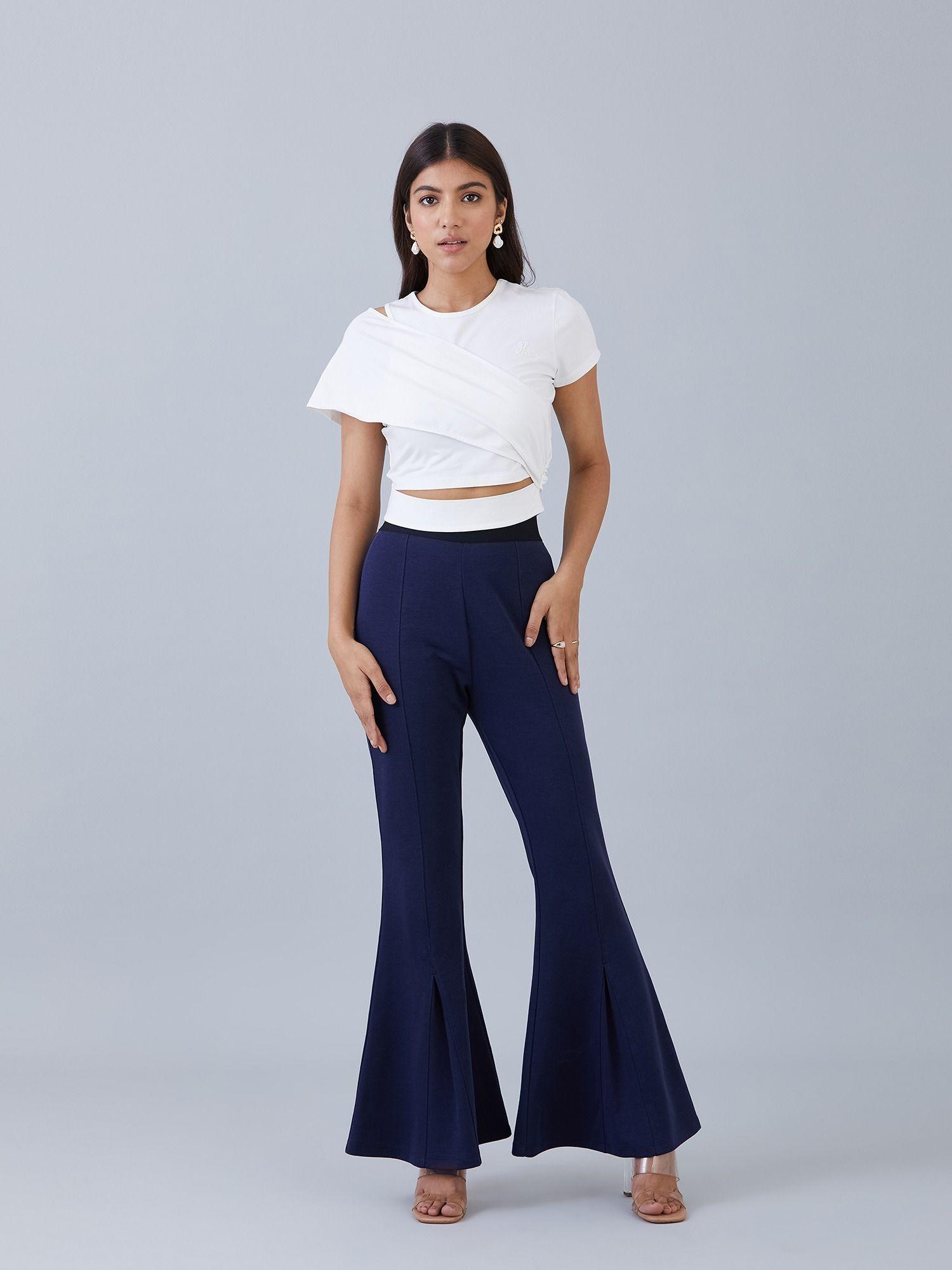 dress up flare pants blue