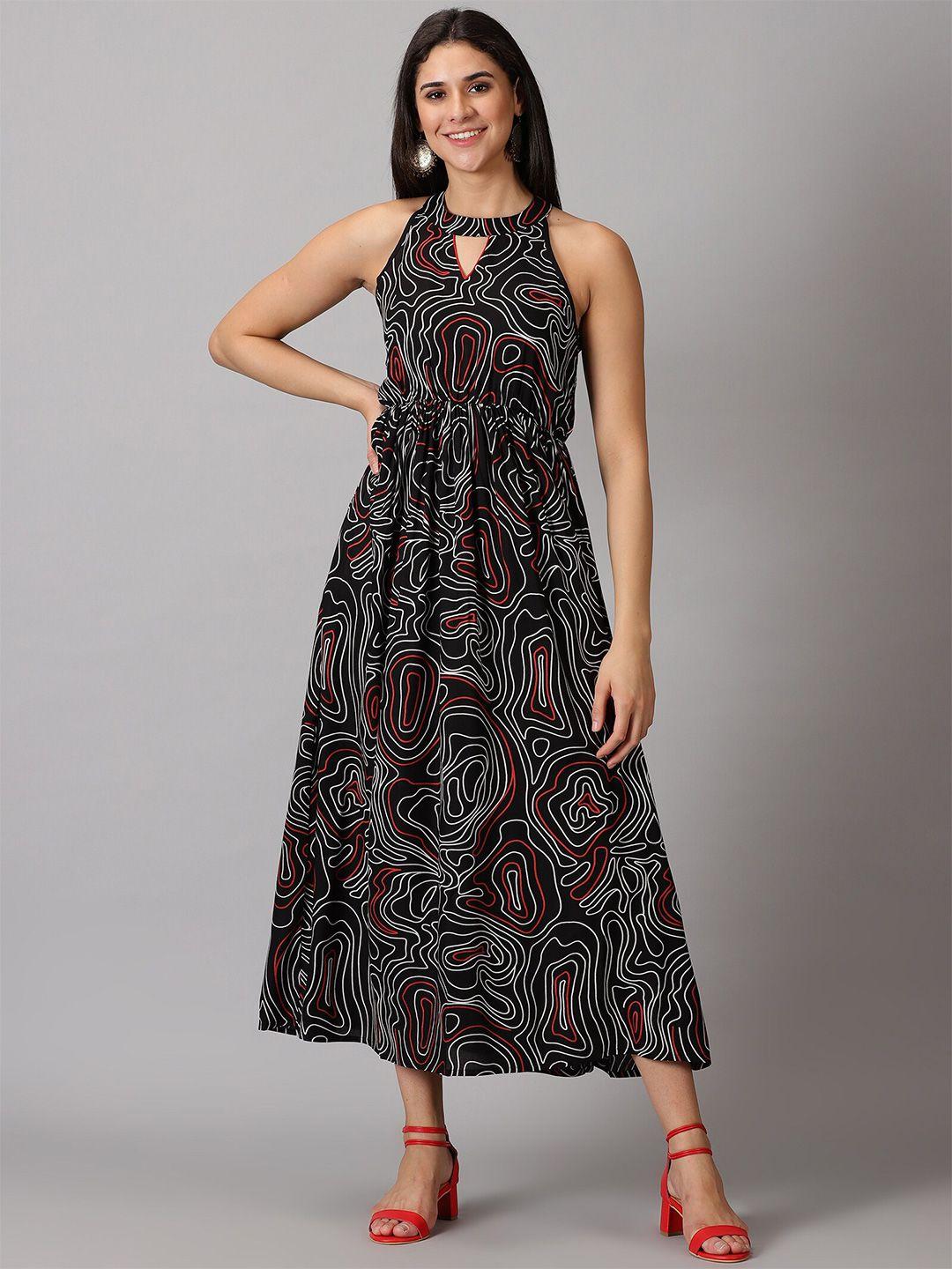 dressar abstract printed halter neck maxi dress