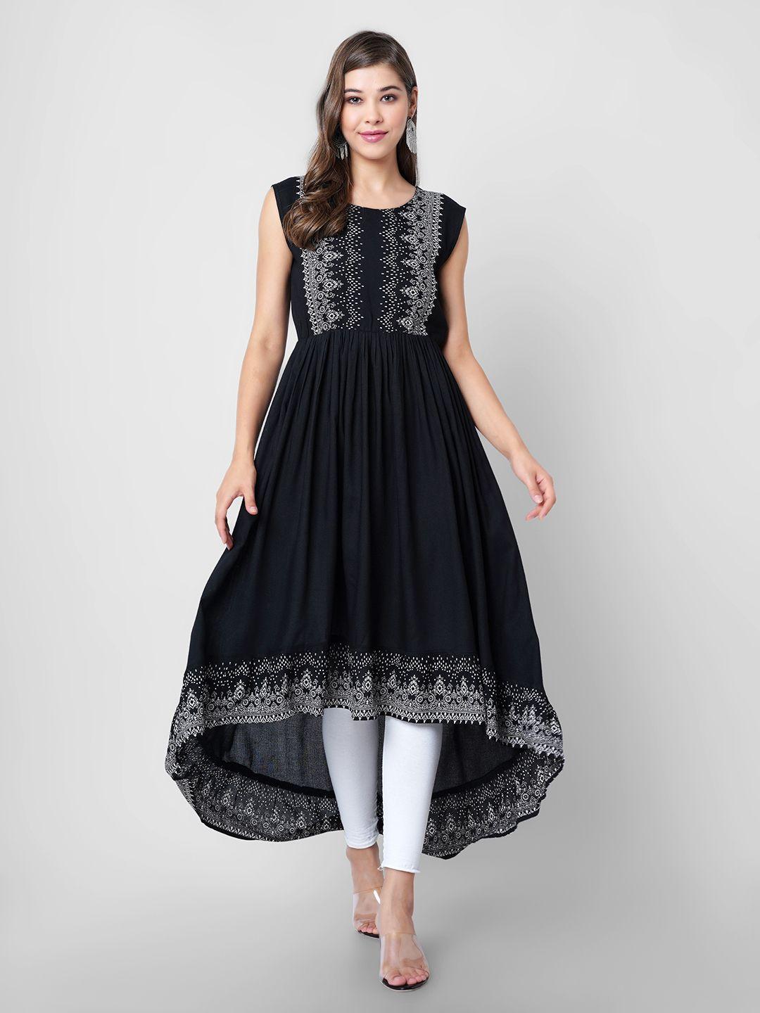 dressar black ethnic motifs printed maxi dress