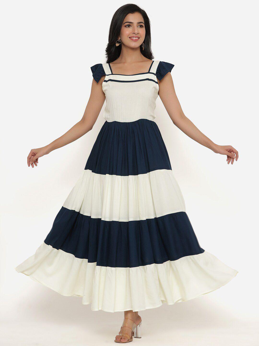 dressar cream-coloured colourblocked maxi maxi dress