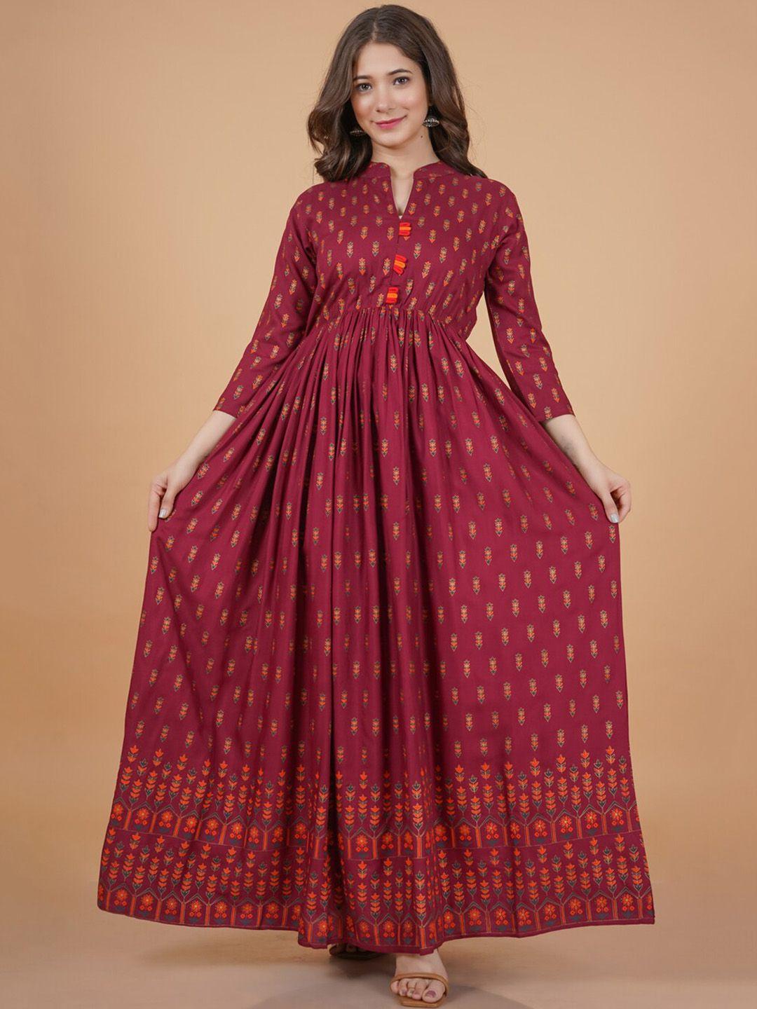 dressar ethnic motifs foil printed anarkali kurta