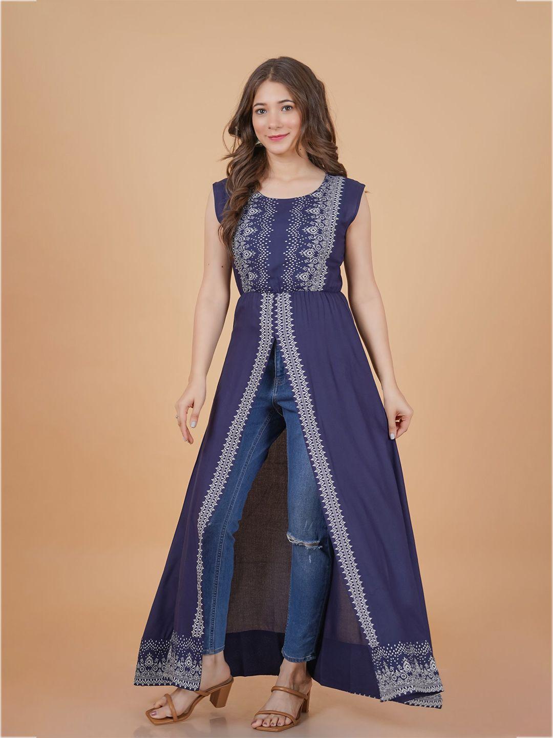 dressar ethnic motifs printed front slit a-line kurta