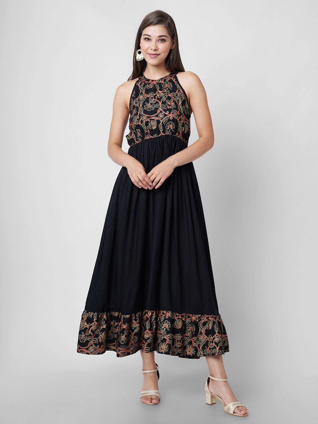 dressar floral ethnic maxi round neck dress