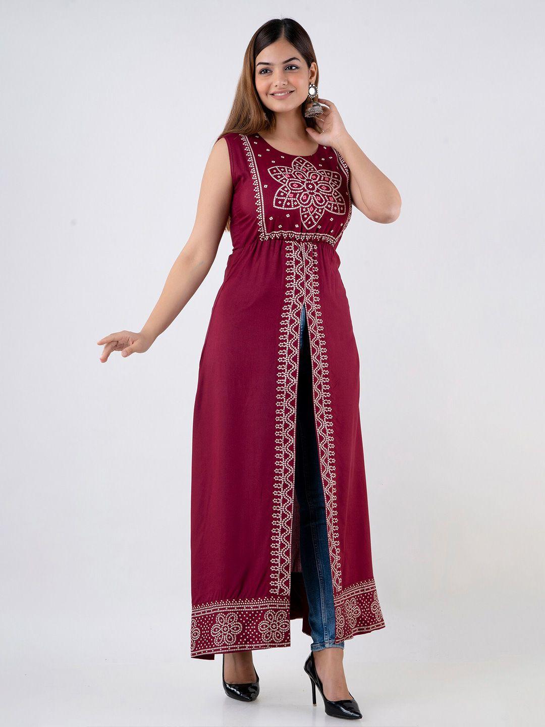 dressar maroon ethnic motifs maxi maxi dress