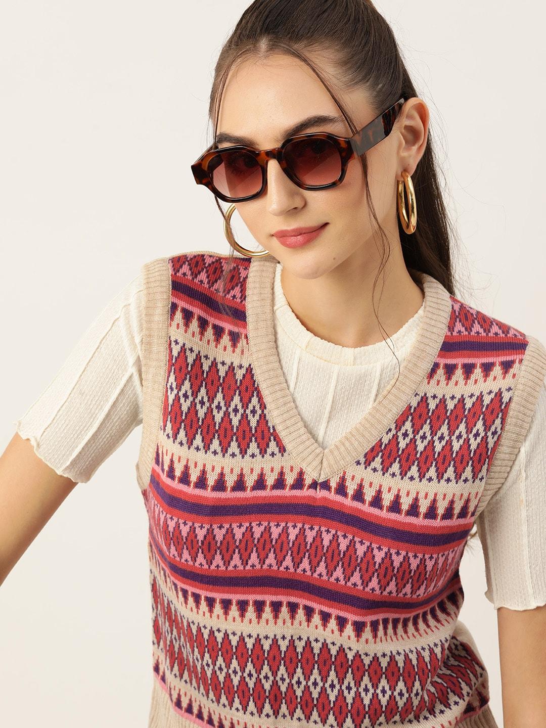dressberry acrylic fair isle sweater vest