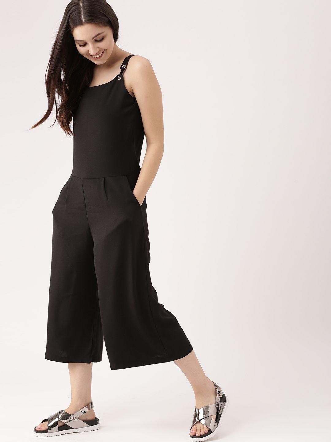dressberry black solid culotte jumpsuit