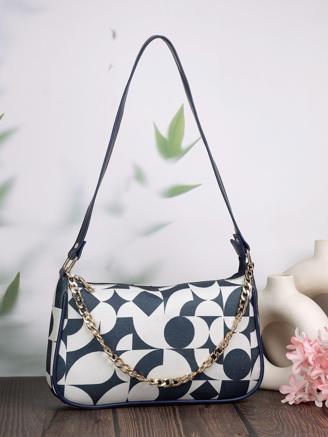 dressberry blue geometric printed structured sling bag