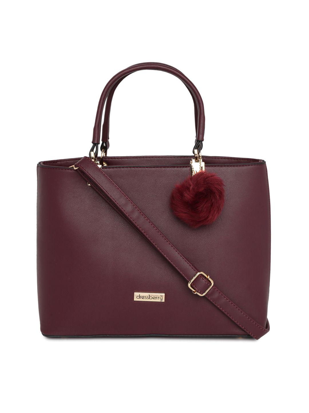 dressberry burgundy solid handheld bag