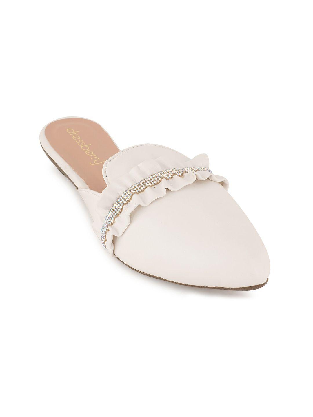 dressberry embellished pointed toe mules