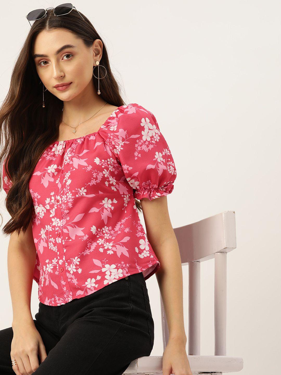 dressberry floral print puff sleeves top