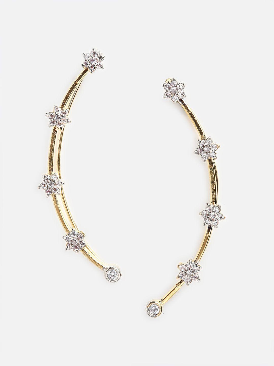 dressberry gold-plated & white american diamond classic ear cuff