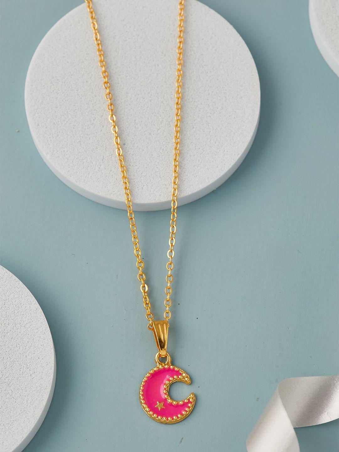 dressberry gold-plated crescent moon shaped pendant with chain