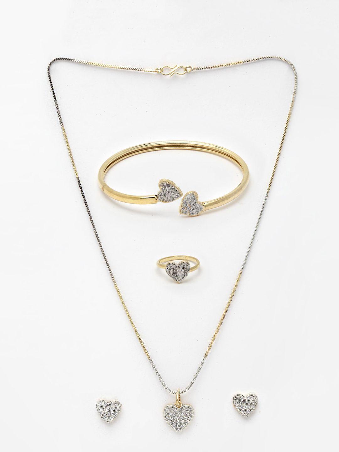 dressberry gold-plated cz-studded jewellery set