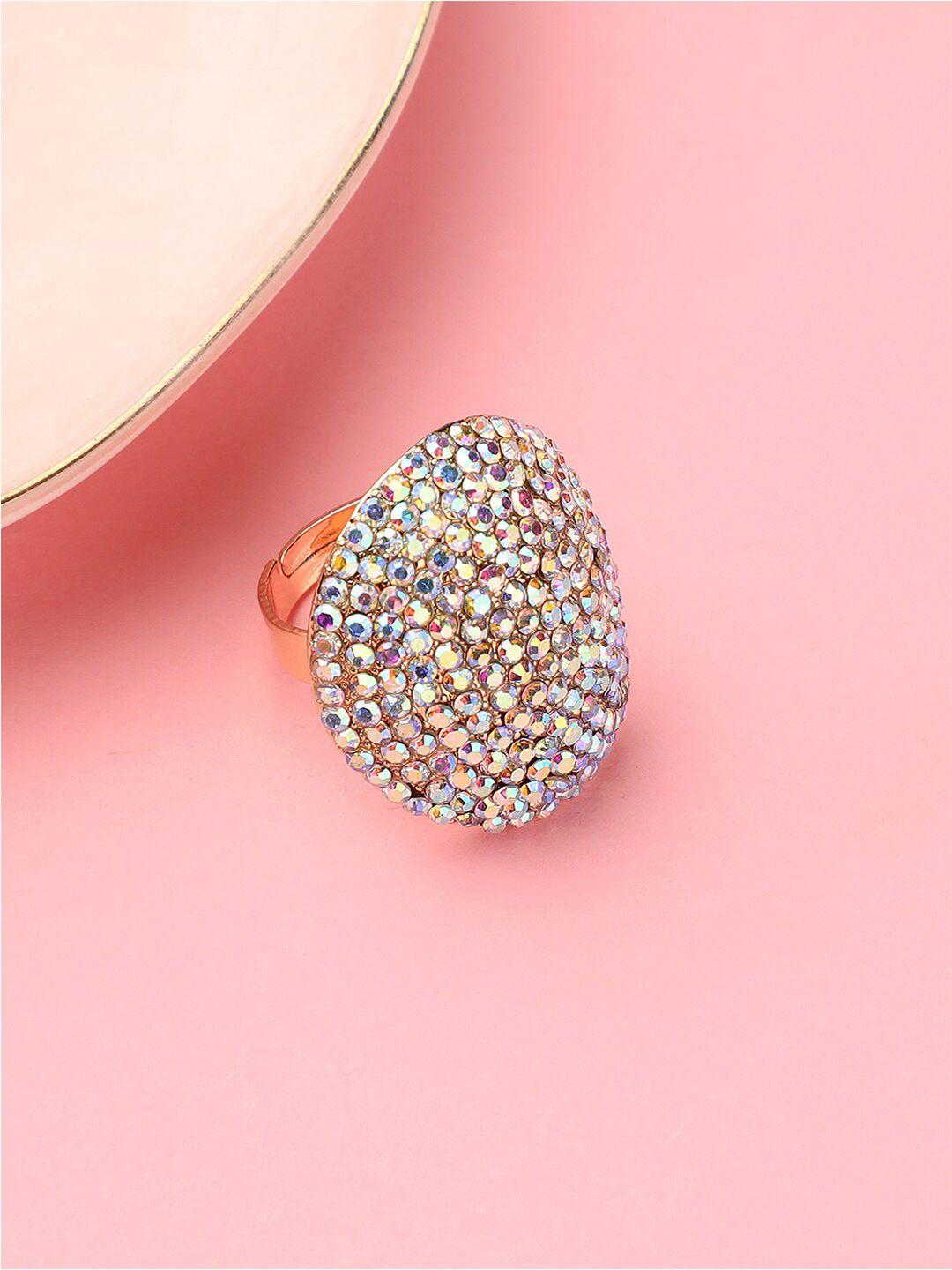 dressberry gold-plated stone studded finger ring