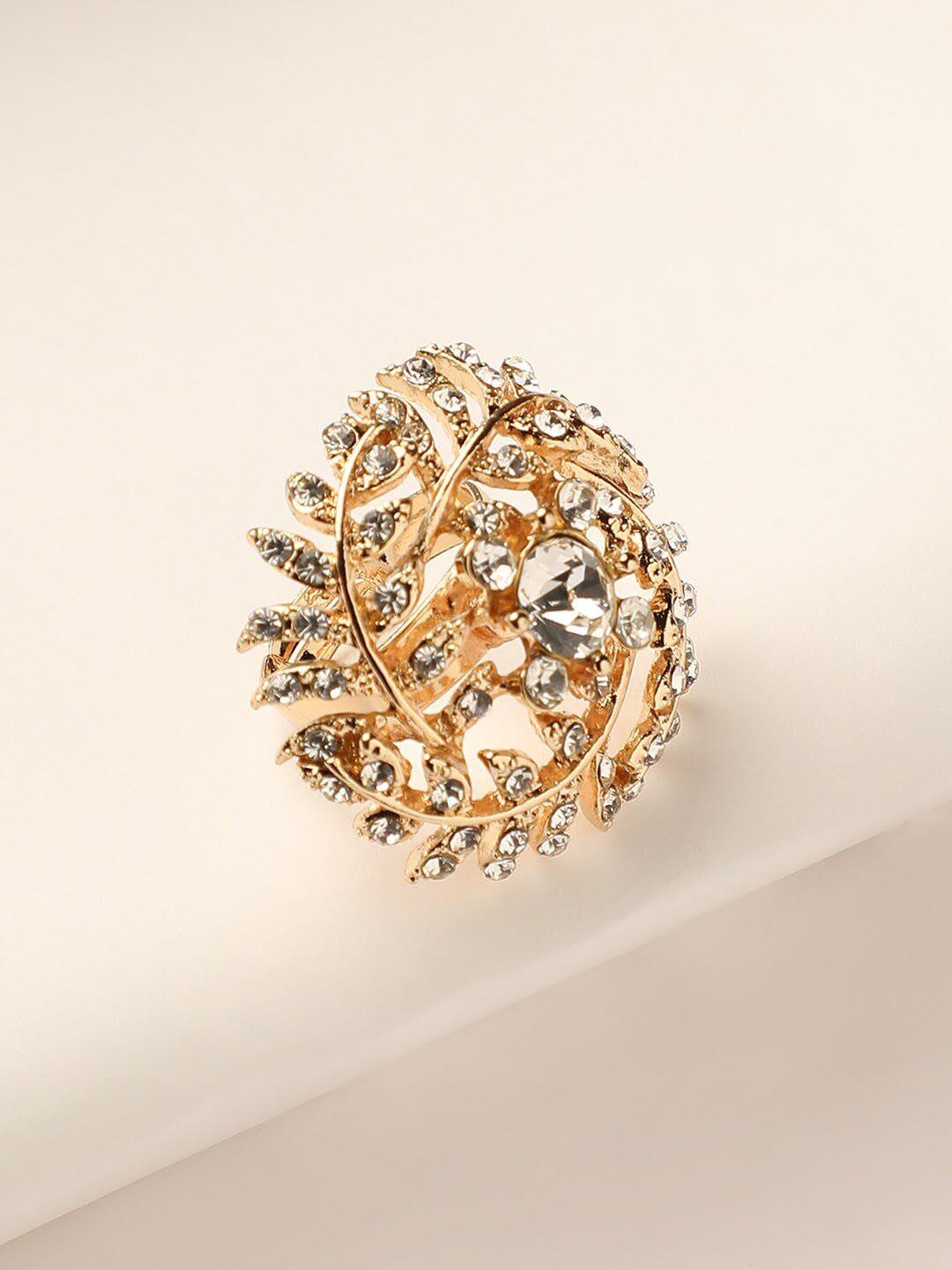 dressberry gold-plated stone-studded finger ring