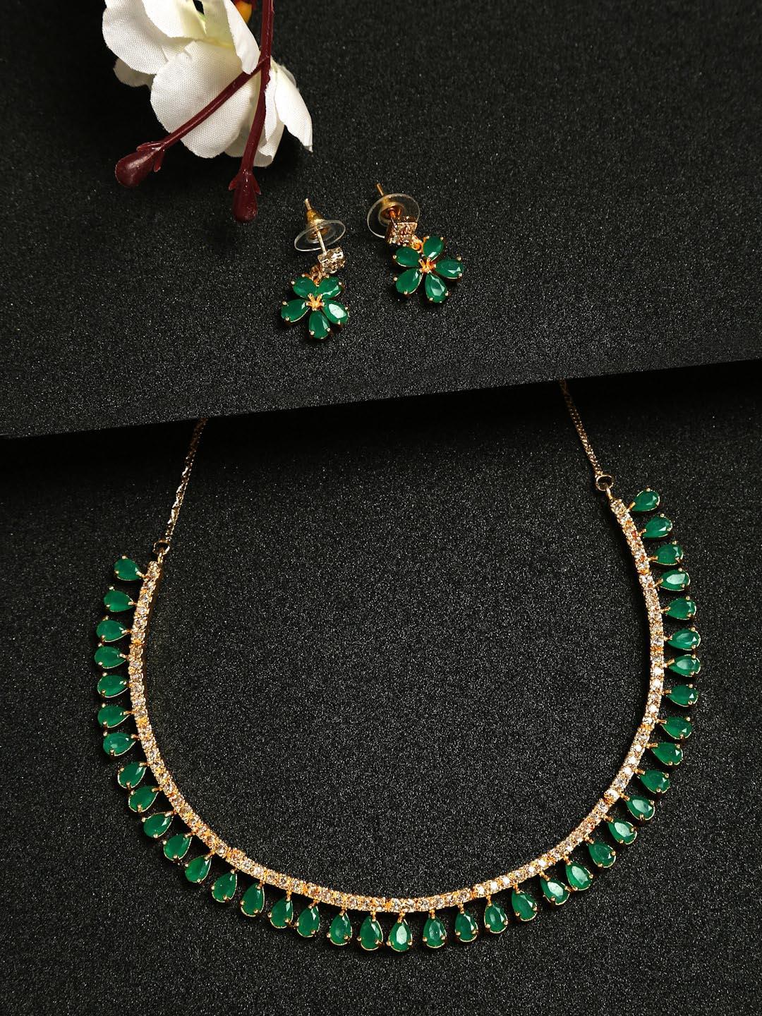 dressberry gold-plated stone-studded jewellery set
