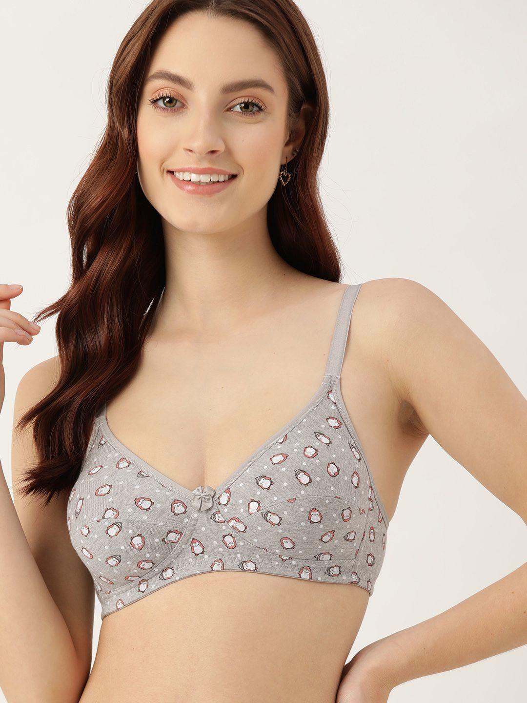 dressberry grey melange & white printed everyday bra
