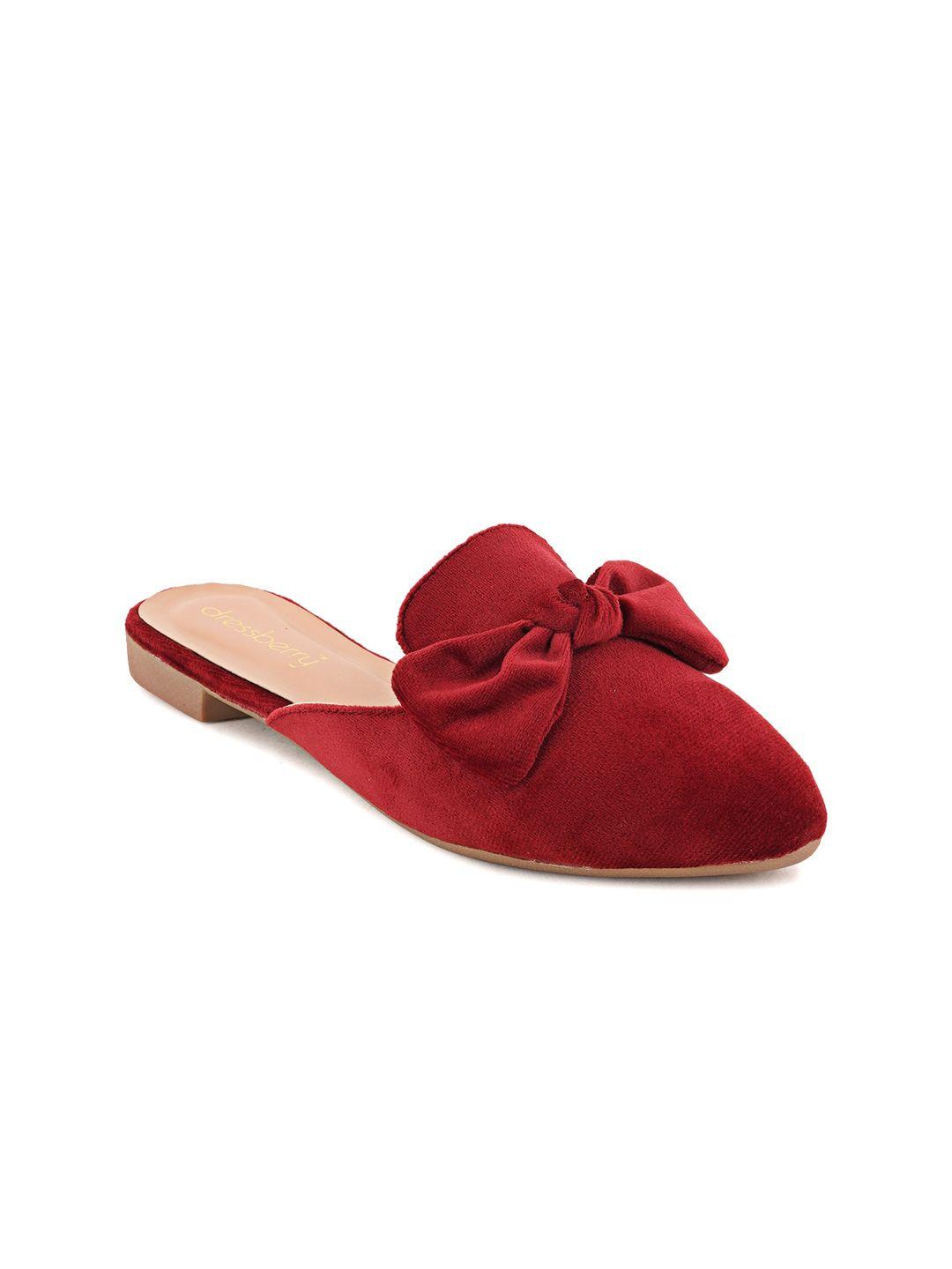 dressberry maroon bow embellished mules