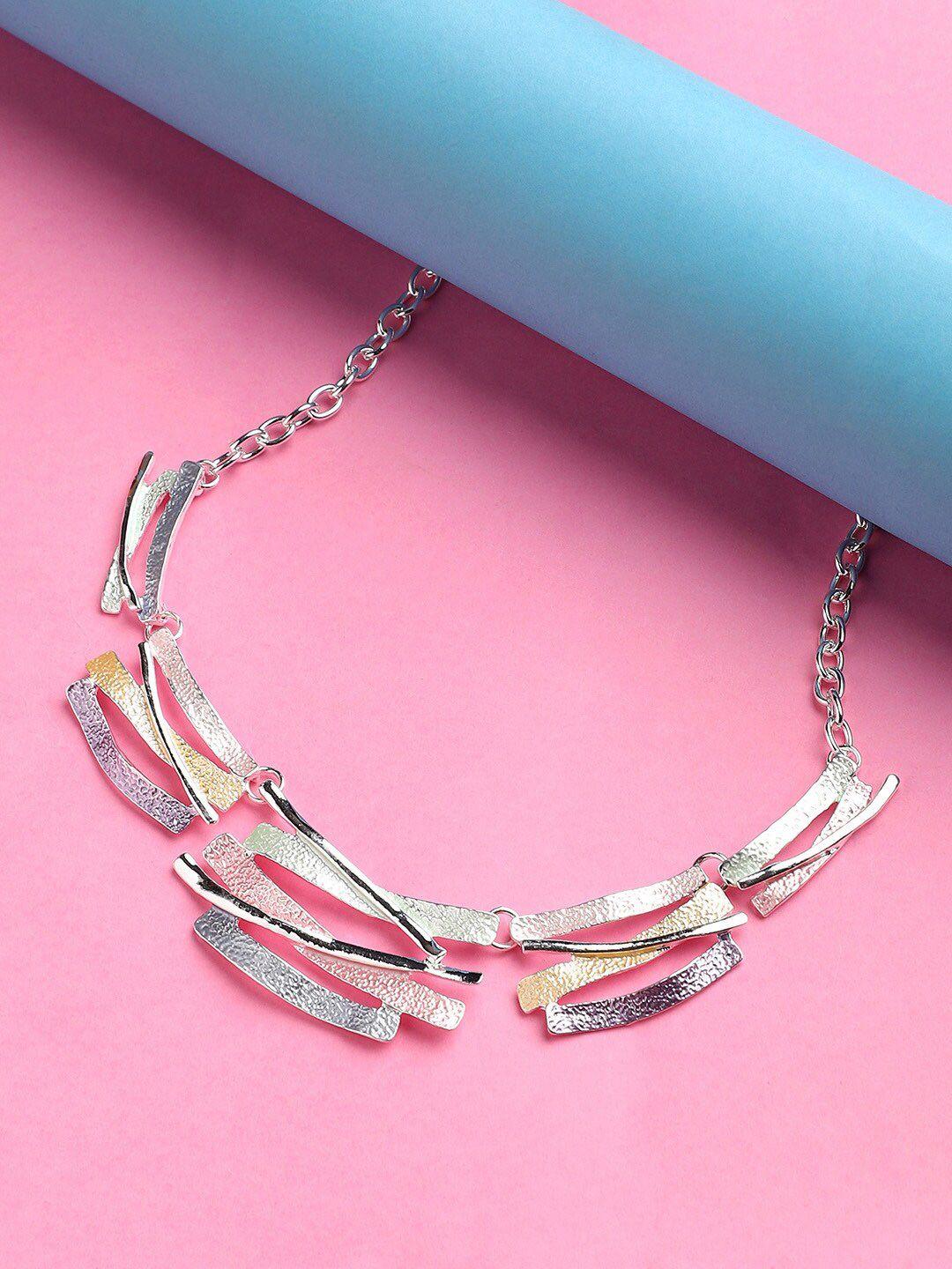 dressberry metallic silver-plated statement necklace