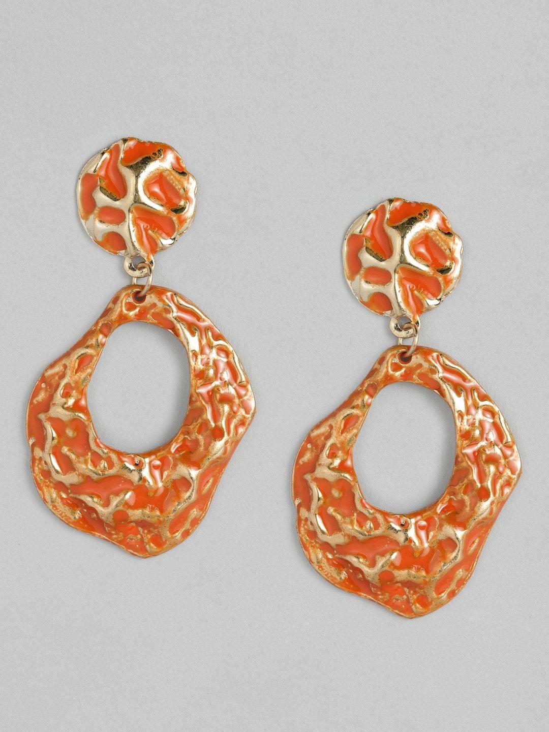 dressberry orange contemporary enamelled drop earrings